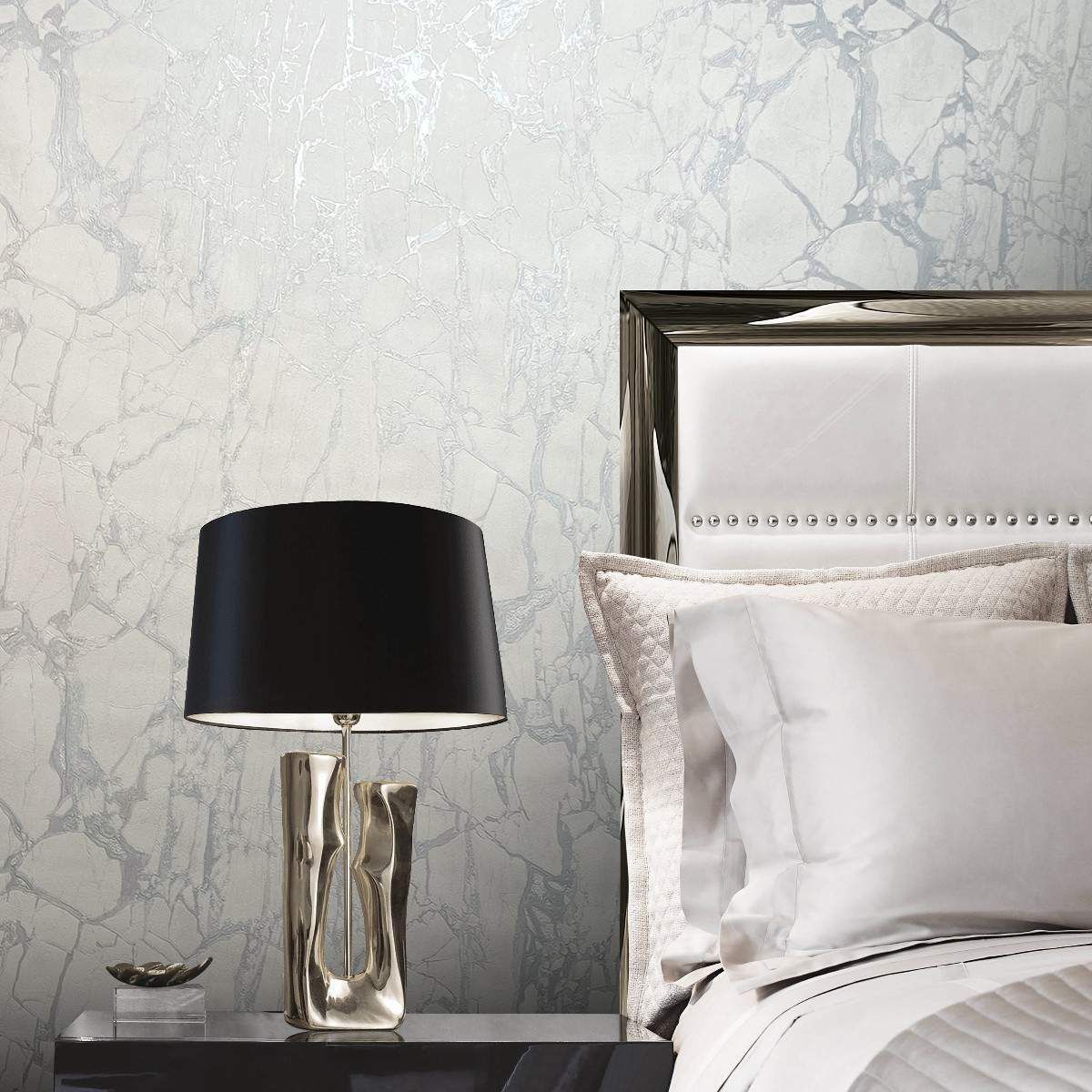 Silver on sale wallpaper bedroom